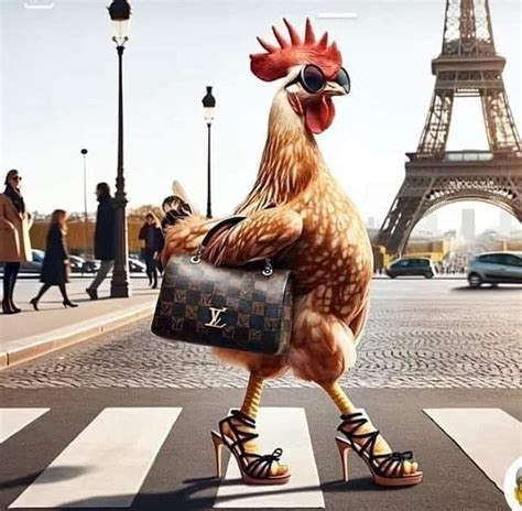 chicken wearing louis vuitton|Chicken with Louis Vuitton Bag at Eiffel Tower .